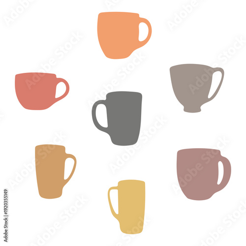 Collection of Various Mug Silhouette Illustration