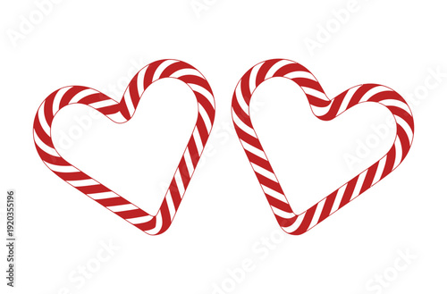 Canvastavla Vector of two red and white striped candy cane hearts framed by a rectangular bo