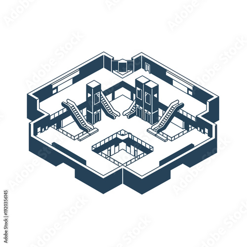 Isometric Illustration of Modern Amusement Park.