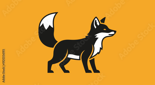 Stylized Fox Silhouette on Orange Background