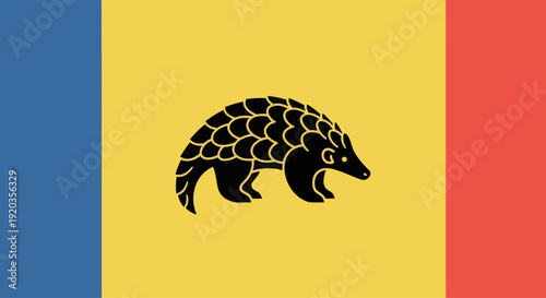 Stylized Pangolin Icon on Yellow Background with Vertical Stripes