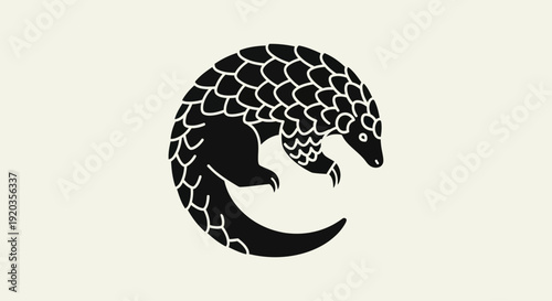 Stylized Pangolin Silhouette Icon, Unique Mammal Illustration