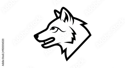 Stylized Wolf Head Silhouette, Minimalist Line Art Icon