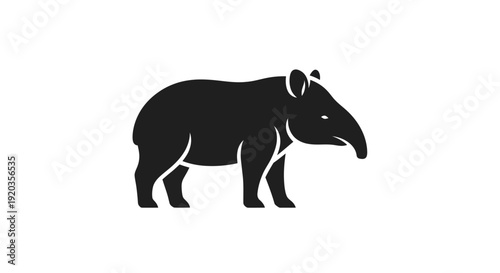 Tapir Silhouette Icon Vector Illustration Isolated On White Background