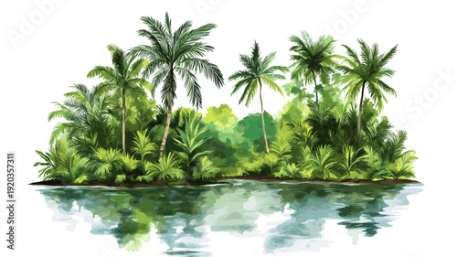 Amazon jungle. Amazon jungle hand drawn watercolor illustration