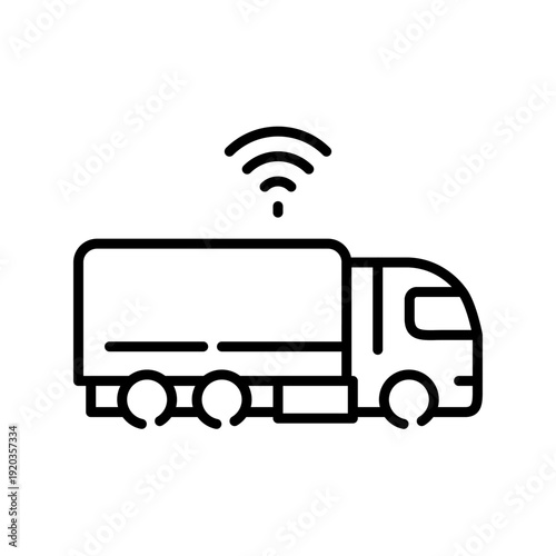 autonomous truck color line icon.