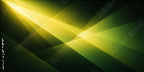 Abstract green background with colorful rays and blue motion waves creates a digital fractal pattern of light and energy lines in this artistic vector backdrop illustration