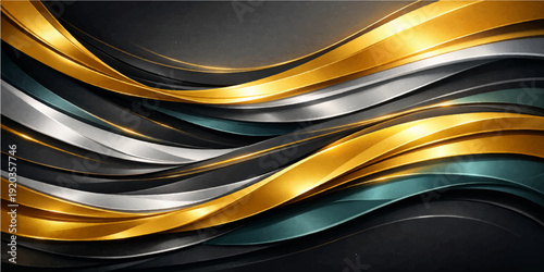 An abstract golden wave background featuring dynamic light curves and artistic motion patterns for a high-energy vector wallpaper design