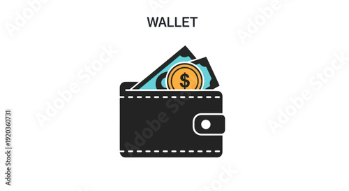 Open Wallet with Cash and Coin, Money Finance Concept