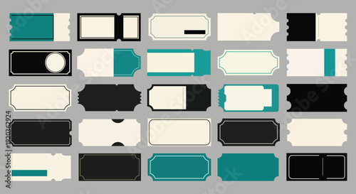 Clean minimalist ticket templates and membership cards in monochrome and teal for modern brands