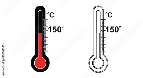 Two thermometer illustrations showing temperature readings in celsius