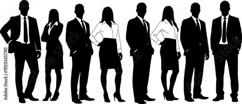 Silhouette of professional business people sitting around a large round table for a corporate meeting or conference discussion isolated