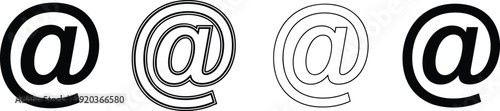 At symbol variations illustration, digital communication icon set, email typography design, social media handle concept, internet symbol graphic, user interface representation