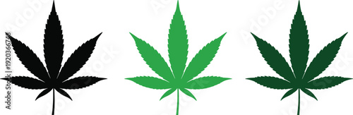 Cannabis leaf silhouettes, marijuana plant, hemp design, green leaf, black leaf, botanical art, medical cannabis, culture, nature, herbal symbol, organic