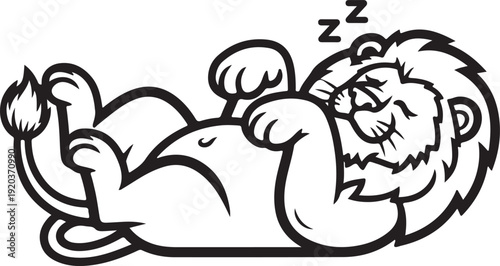 Funny Lion Bold Outlines Line Art