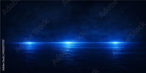 Abstract blue light background featuring a dark stormy cloudscape over the moonlit sea texture with a touch of space and lightning design
