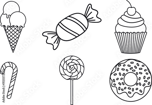 Colorful illustration of various sweet treats