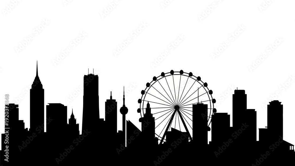 Fototapeta premium london skyline in red with reflection