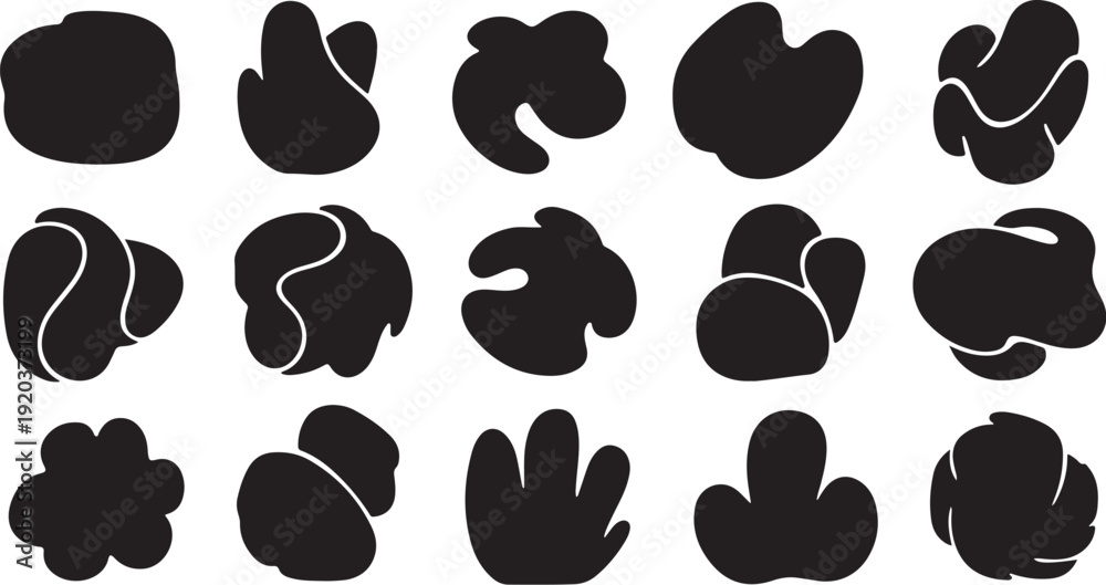 Fototapeta premium Collection of abstract black hand and fist silhouettes vector