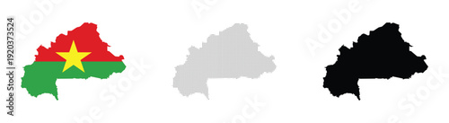 Bild auf Leinwand burkina faso map with national flag halftone dotted pattern and solid black vect