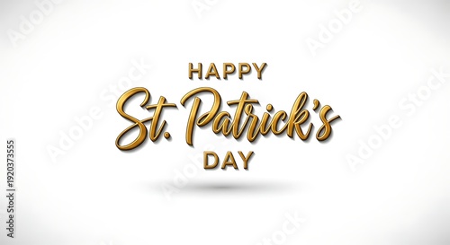 Happy St. Patrick's Day greeting card with golden typography.