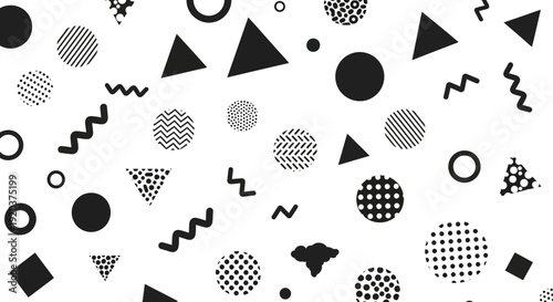 Geometric Shapes Various Sizes Black White.