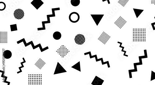 Geometric Shapes and Patterns in Black and White.