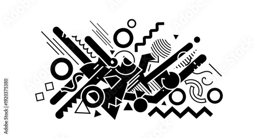 Black Abstract Geometric Shapes and Lines.