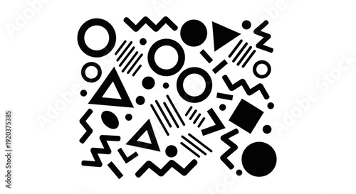 Geometric Shapes and Symbols in Black.