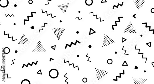 Black Geometric Shapes and Patterns on White.