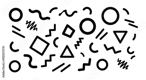 Black Geometric Shapes and Lines Pattern.