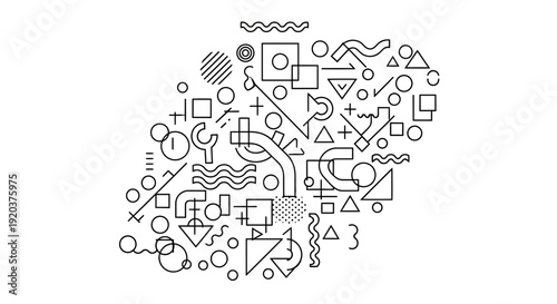 Assorted Geometric Shapes and Symbols Illustration.