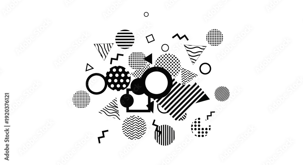 Obraz premium Black Geometric Shapes and Patterns Collection.