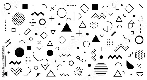 Black Geometric Shapes and Symbols Collection.