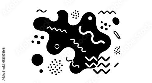 Abstract Black Shapes and Patterns Design.