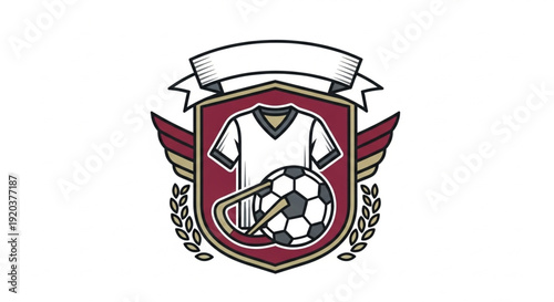 Maroon & Gold Winged Soccer Crest – Elite Football Club Shield Badge