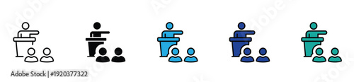 Public Speaker at Podium with Audience Icon Set