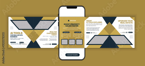 AI for Real Estate Agents Carousel Template, Property Marketing Automation Social Media Post Design for Realtors Business Promotion