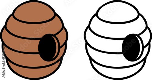 Traditional Beehive or Bee House Vector Icon,