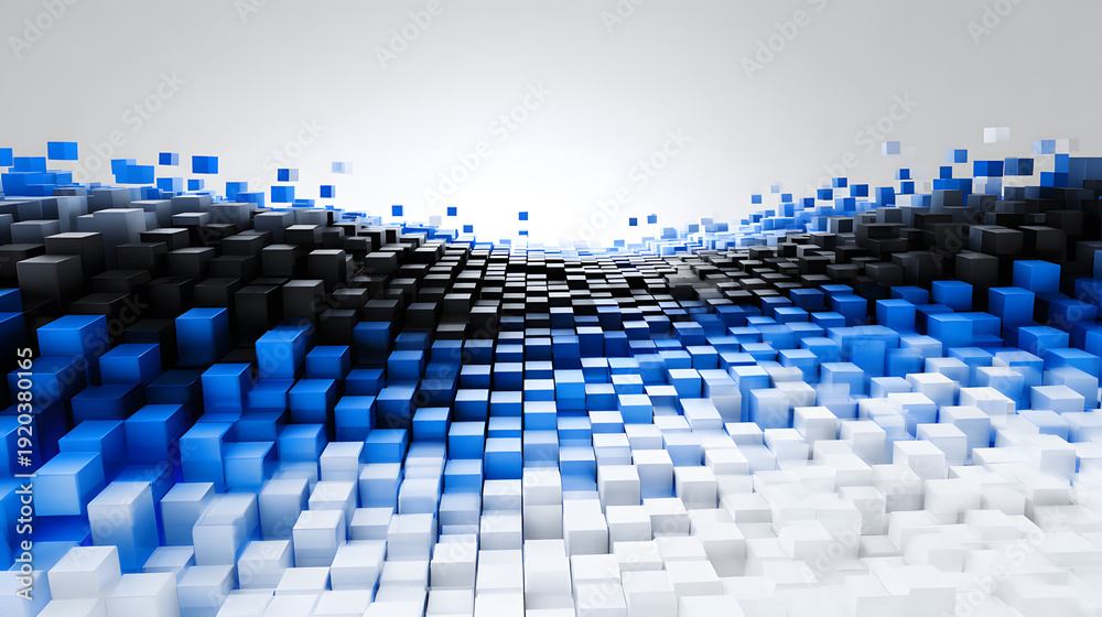 Fototapeta premium Abstract pattern of blue and white cubes