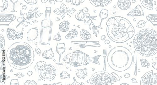 Collection of Hand Drawn Food and Drink Illustrations.