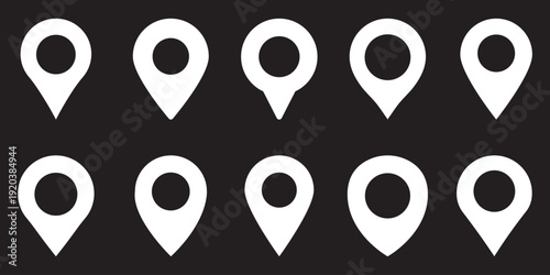 Set of location map pin icons. Map marker pointer icon. Vector illustration.