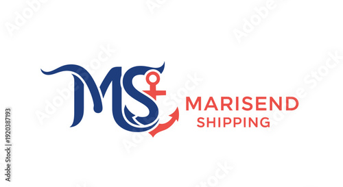 Maritime shipping and logistics logo with anchor and initial MS design, isolated white background
