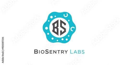 Abstract BS letter hexagonal science lab logo design for biotechnology research, isolated white background.