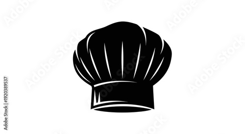 Classic Chef's Hat Silhouette Icon, isolated white background.