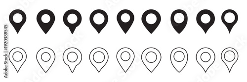Map pin icon. location pin place marker. Location icon. Map marker pointer icon set. location symbol collection. Modern map markers. Vector icon isolated