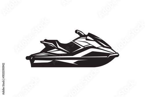 Jet ski silhouette on white background