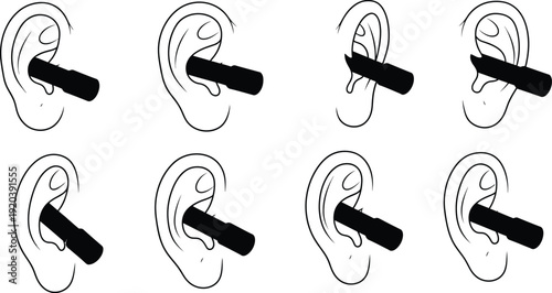 Illustrations of ear piercings with various angles and positions