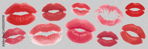 Lipstick Kiss Marks red vector illustration, isolated kiss symbols for love-themed, romance, and Valentine celebration designs