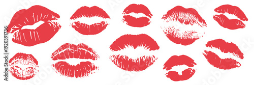 Lipstick Kiss Marks red vector illustration, isolated kiss symbols for love-themed, romance, and Valentine celebration designs